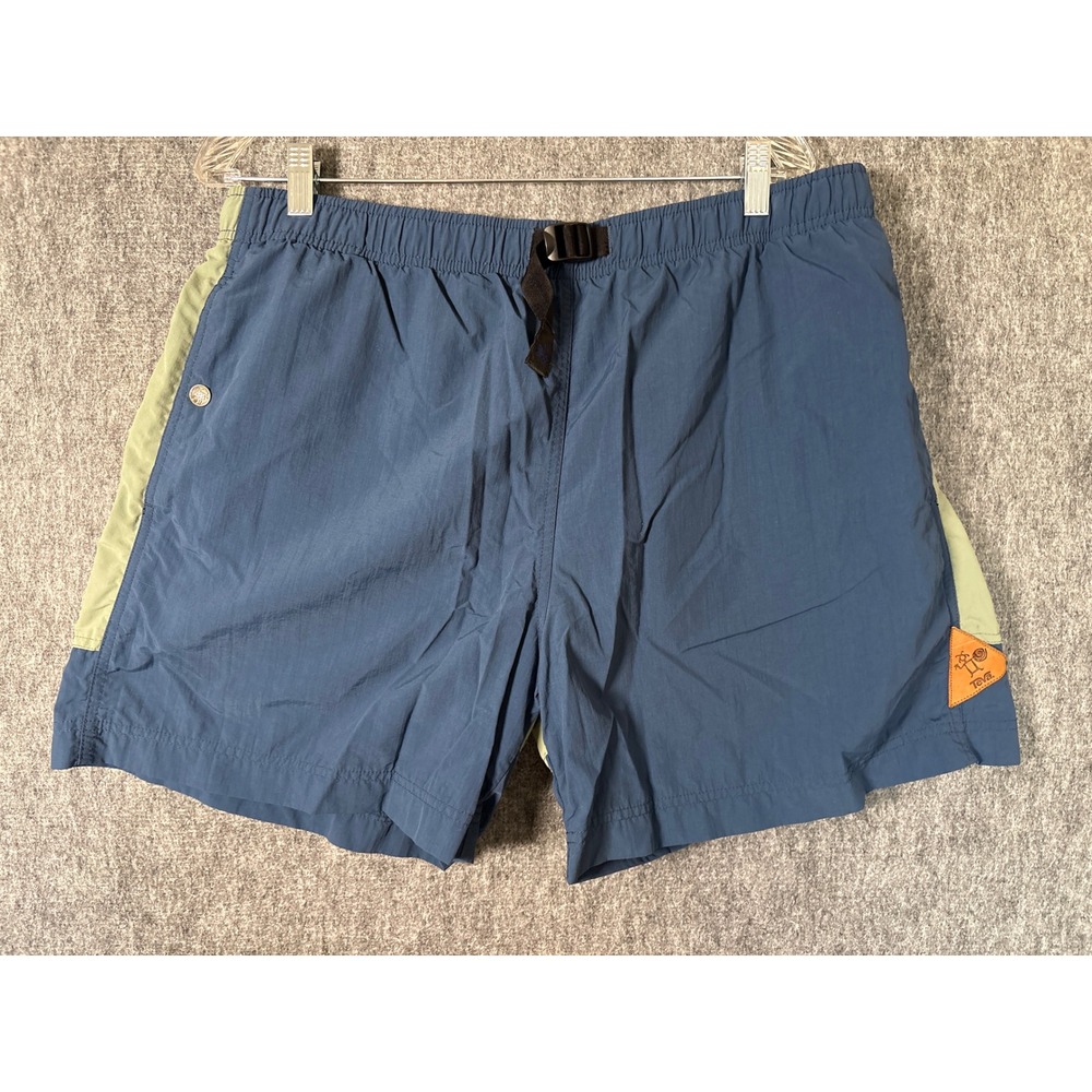 Teva Mens Colorblock Hiking Shorts Blue Green Mesh Lined Belted Size Large